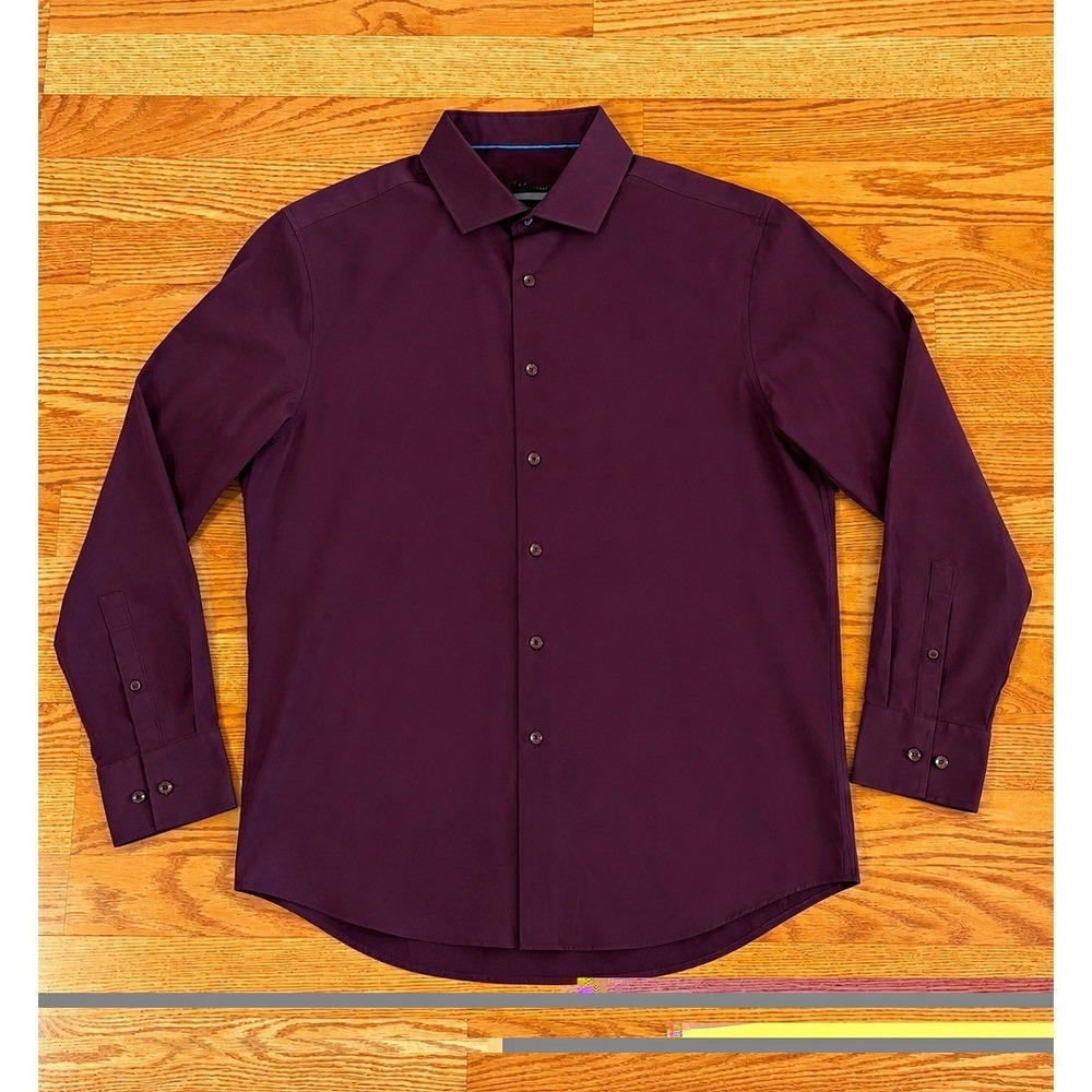 Kenneth Cole Awearness Slim Fit Burgundy Shirt Mens Large CHILLFLEX Performance